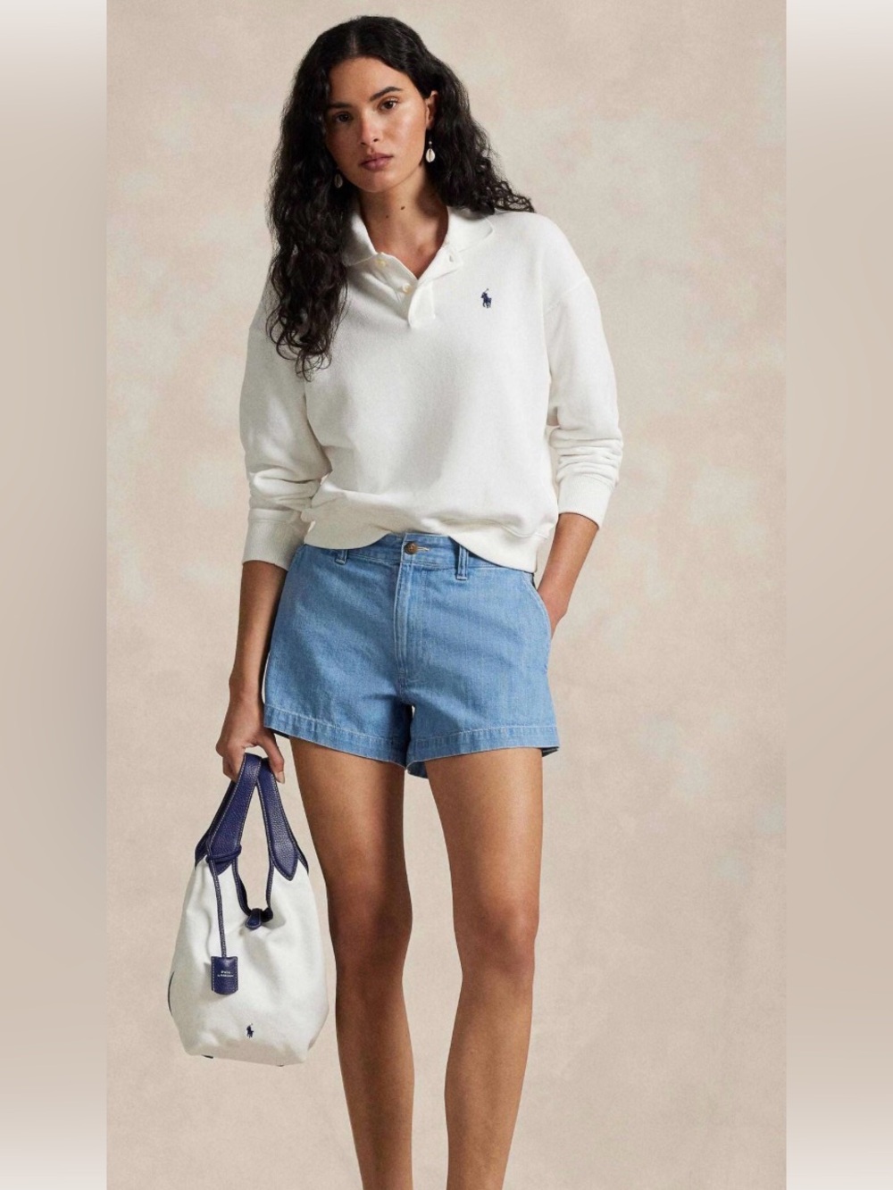 LOFT Sky Blue Cotton Bermuda short Washed Twill 6”chino causal classic W6